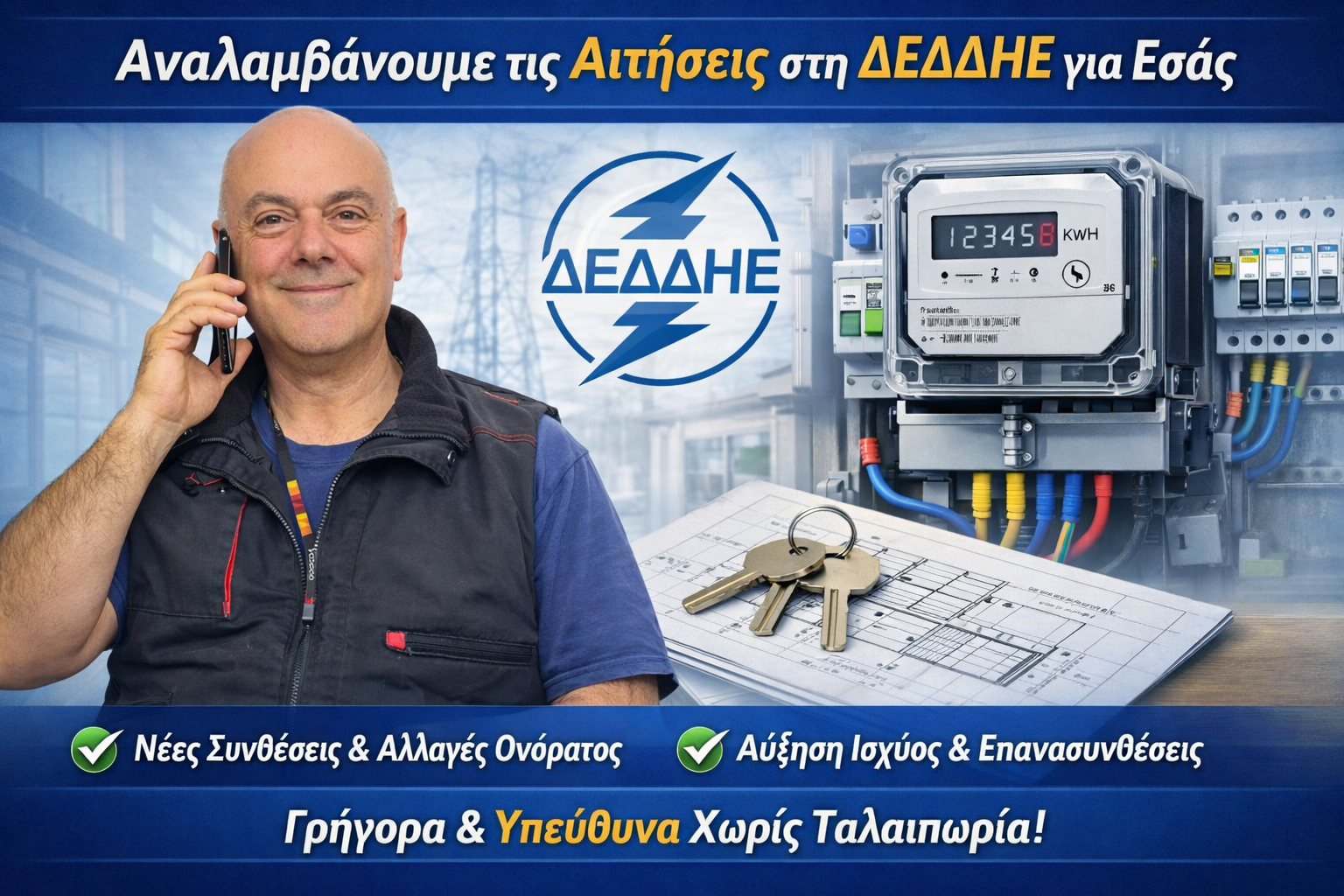 Αναλαμβάνουμε τις αιτήσεις στη ΔΕΔΔΗΕ για εσάς