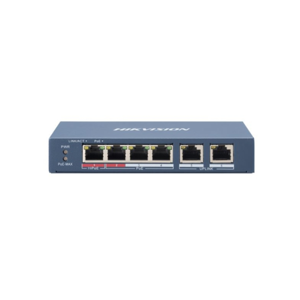 DS-3E0106HP-E 4-Port 100 Mbps Long-Range PoE Switch Hikvision