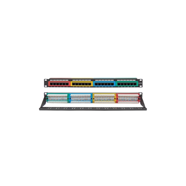 Patch Panel CAT5e Utp 24P 19' 1U' Με Οδηγό Καλωδίων Color