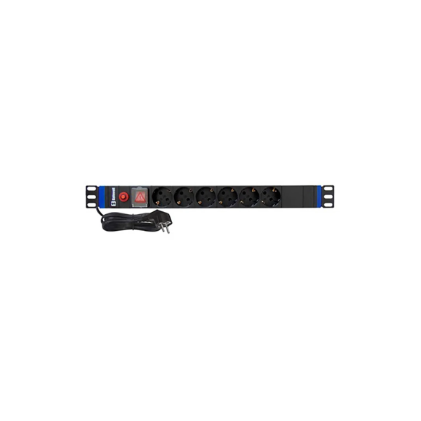 Πολύμπριζο Rack 1U 6 Θέσεων Με Διακόπτη και Προαστασία Υπέρτασης Αλουμινίου Safewell