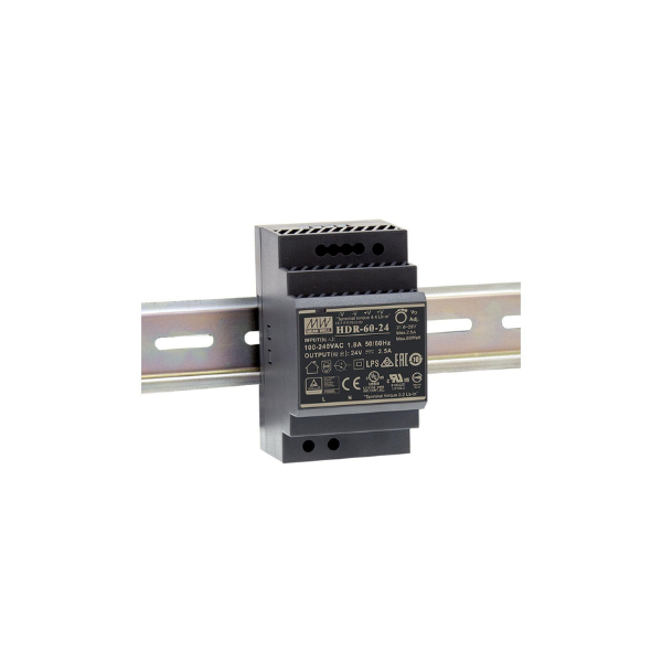 Τροφοδοτικό ράγας 60W/24VDC/2,5A Ultra slim 60W HDR-60-24 MEANWELL