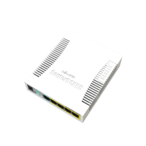 CSS106-1G-4P-1S RB260GSP with 5 Gigabit ports and SFP cage, SwOS, plastic case, PSU, POE-OUT Mikrotik