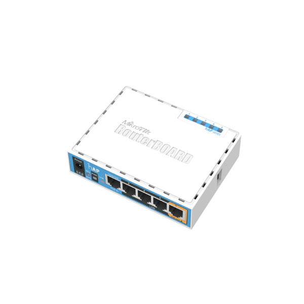 RB951Ui-2nD hAP with 650MHz CPU, 64MB RAM, 5xLAN, built-in 2.4Ghz 802.11b/g/n 2x2 two chain wireless with integrated antennas, U