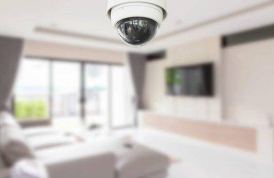 Security camera or cctv camera on ceiling. Home Video System.